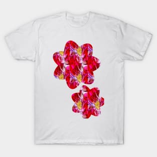 Abstract Flower Pattern Red T-Shirt